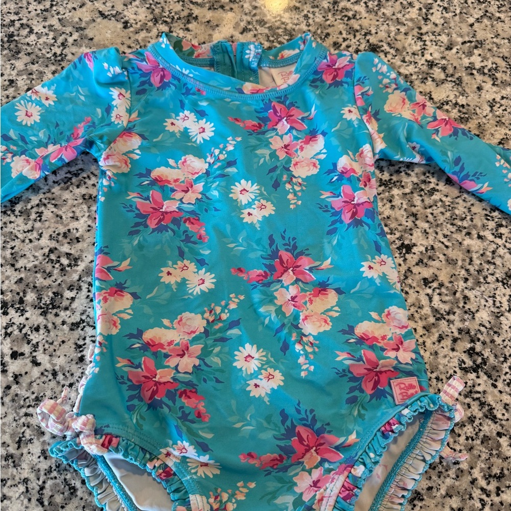 Ruffle Butts Floral Long Sleeve Swimsuit